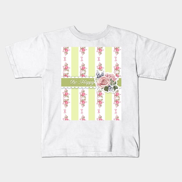 be happy scrapbook with flower Kids T-Shirt by Aekasit weawdee